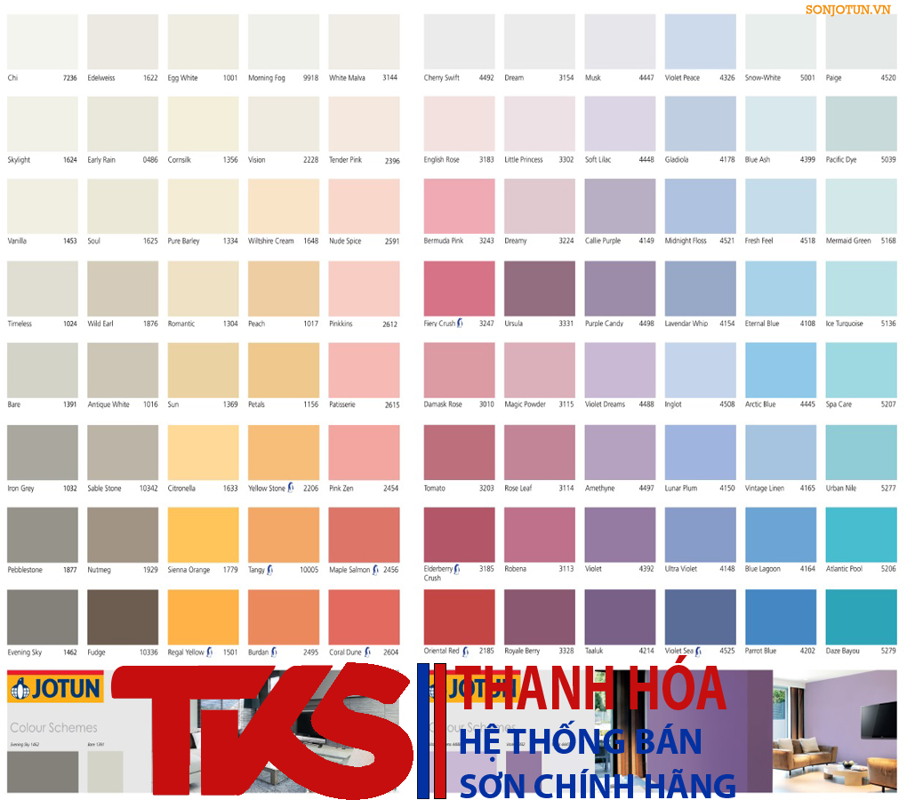 Bảng màu hệ thống sơn phủ tốt nhất