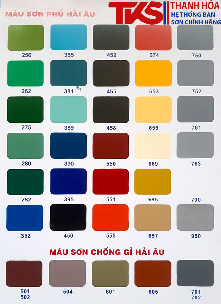 Bảng màu sơn Hải Âu giá rẻ chất lượng