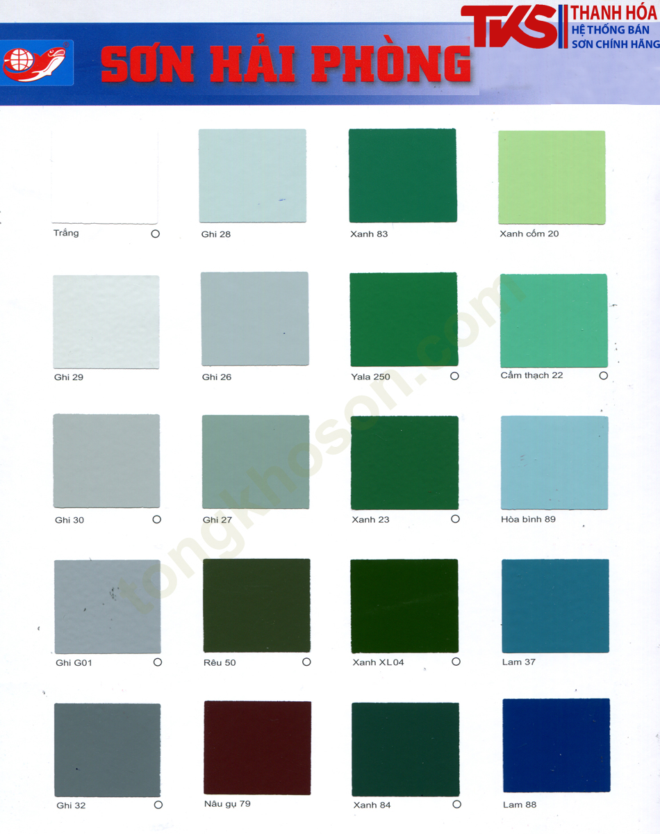 Bảng màu sơn mạ kẽm Hải Phòng