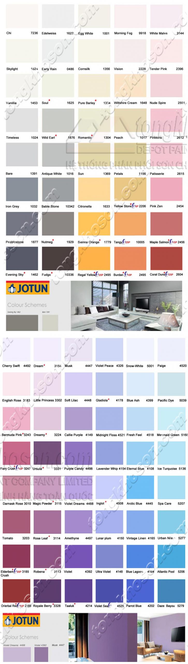 Bảng màu sơn Jotun mới cập nhập